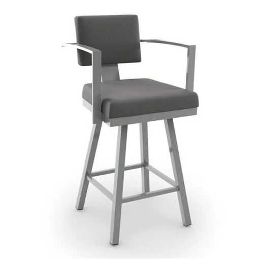 Amisco Akers 26.25-in Swivel Counter Stool - Heather Light Grey Polyester - Glossy Grey Metal 1 Amisco Akers 26.25-in Swivel Counter Stool - Heather Light Grey Polyester - Glossy Grey Metal -AMISCO Sales Shop 330013373 MainImage 001 l