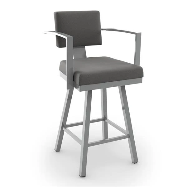 Amisco Akers 26.25-in Swivel Counter Stool - Heather Light Grey Polyester - Glossy Grey Metal 1 Amisco Akers 26.25-in Swivel Counter Stool - Heather Light Grey Polyester - Glossy Grey Metal