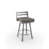 Amisco Derek 26.75-in Swivel Counter Stool - Heather Light Grey Polyester - Glossy Grey Metal