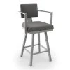 Amisco Akers 30.25-in Swivel Bar Stool - Heather Light Grey Polyester - Glossy Grey Metal