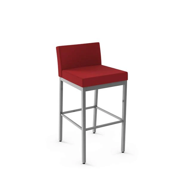 Amisco Fairfield 30-in Bar Stool - Red Polyester - Glossy Grey Metal 1 Amisco Fairfield 30-in Bar Stool - Red Polyester - Glossy Grey Metal