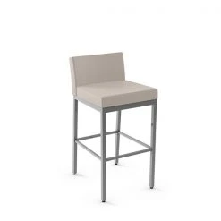 AMISCO Sales Shop 59 Amisco Fairfield 26-in Counter Stool - Cream Faux Leather - Glossy Grey Metal