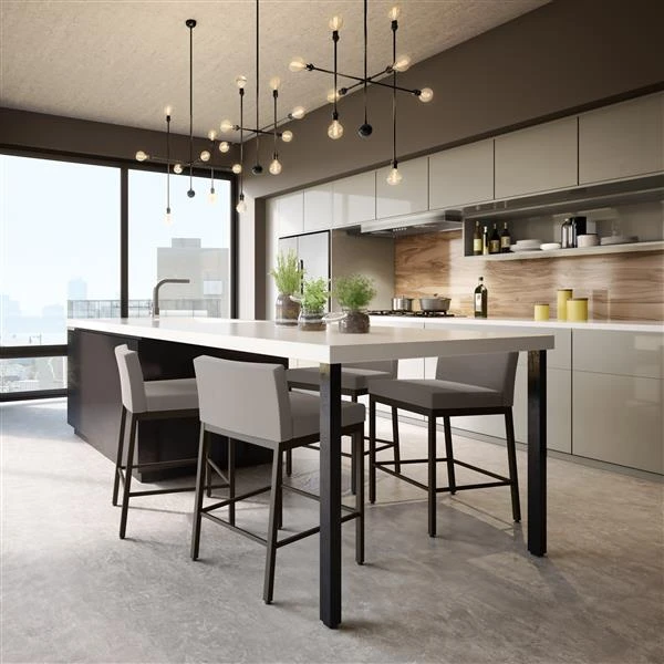 Amisco Fairfield Plus 30-in Bar Stool - Taupe Grey Faux Leather - Dark Brown Metal 2 Amisco Fairfield Plus 30-in Bar Stool - Taupe Grey Faux Leather - Dark Brown Metal - Image 2