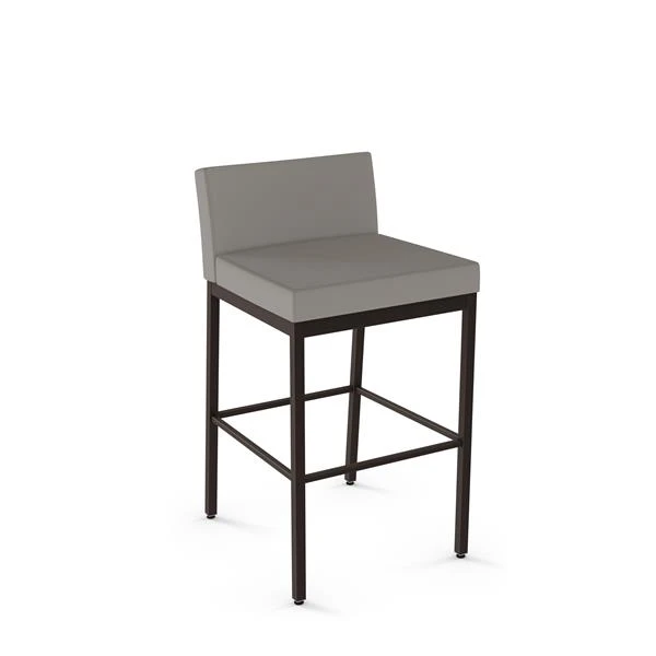 Amisco Fairfield Plus 30-in Bar Stool - Taupe Grey Faux Leather - Dark Brown Metal 1 Amisco Fairfield Plus 30-in Bar Stool - Taupe Grey Faux Leather - Dark Brown Metal