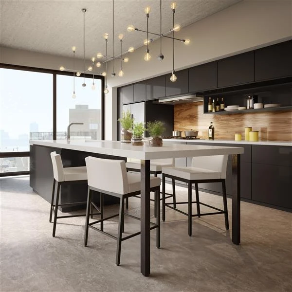 Amisco Fairfield Plus 26-in Counter Stool - Cream Faux Leather - Dark Brown Metal 2 Amisco Fairfield Plus 26-in Counter Stool - Cream Faux Leather - Dark Brown Metal - Image 2