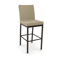 Amisco Perry 30.25-in Bar Stool - Beige Fabric - Dark Brown Metal