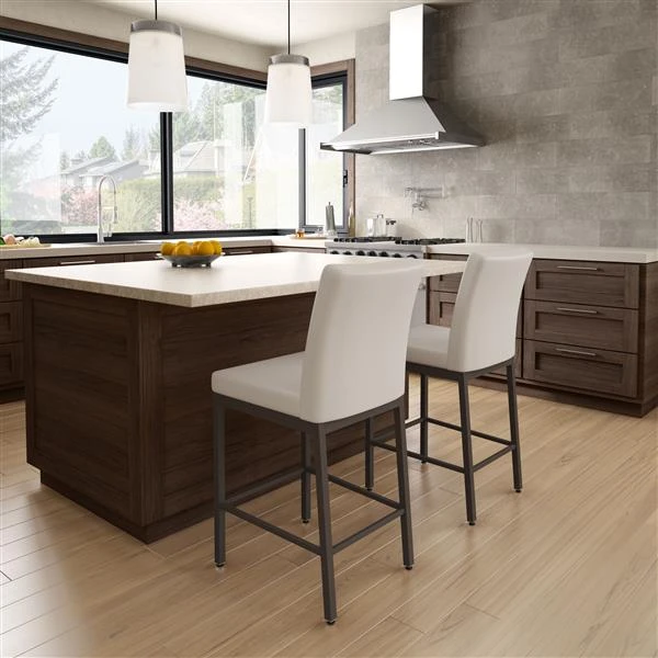 Amisco Perry 26.25-in Counter Stool - Cream Faux Leather - Dark Brown Metal 2 Amisco Perry 26.25-in Counter Stool - Cream Faux Leather - Dark Brown Metal - Image 2