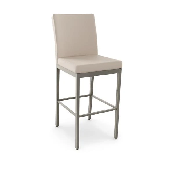 Amisco Perry 26.25-in Counter Stool - Cream Faux Leather - Glossy Grey Metal 1 Amisco Perry 26.25-in Counter Stool - Cream Faux Leather - Glossy Grey Metal
