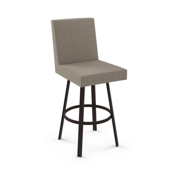 Amisco Hartman 26.5-in Swivel Counter Stool - Beige & Brown Woven Polyester - Dark Brown Metal 1 Amisco Hartman 26.5-in Swivel Counter Stool - Beige & Brown Woven Polyester - Dark Brown Metal