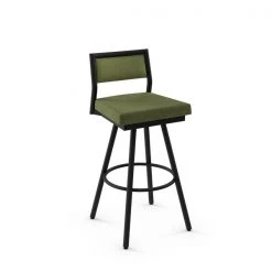 Amisco Jacob 26.75-in Swivel Counter Stool - Green Polyester - Black Metal