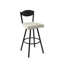 AMISCO Sales Shop 39 Amisco Larkin 30.13-in Swivel Bar Stool - Light Beige PVC - Black Metal