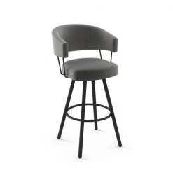 Amisco Corey 27.5-in Swivel Counter Stool - Heather Light Grey Polyester - Black Metal
