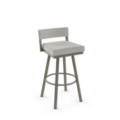 Amisco Travis 26.75-in Swivel Counter Stool - Pale Grey Beige Polyester - Matt Light Grey Metal