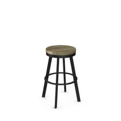 Amisco Warner 29-in Swivel Bar Stool - Beige Distressed Wood - Black Metal
