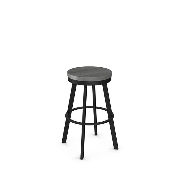 Amisco Warner 25-in Swivel Counter Stool - Grey Distressed Wood - Black Metal 1 Amisco Warner 25-in Swivel Counter Stool - Grey Distressed Wood - Black Metal
