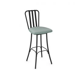 Amisco Club 26.75-in Swivel Counter Stool - Aqua Blue Faux Leather - Black Metal