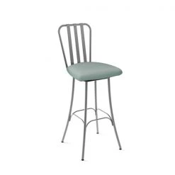 Amisco Club 26.75-in Swivel Counter Stool - Aqua Blue Faux Leather - Glossy Grey Metal