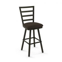 Amisco Century 30.5-in Swivel Bar Stool - Dark Brown Grey Polyester - Gun Metal