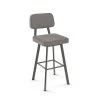 Amisco Clarkson 30.75-in Swivel Bar Stool - Taupe Grey Faux Leather - Matt Dark Grey Metal