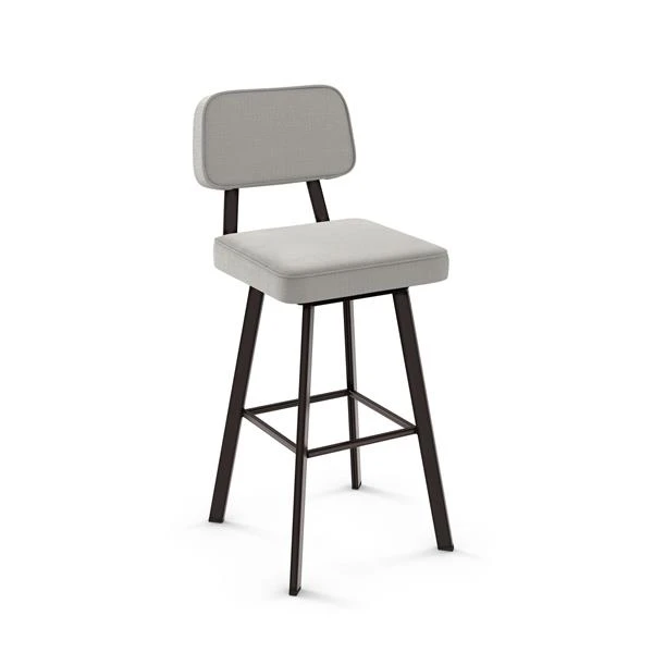 Amisco Clarkson 30.75-in Swivel Bar Stool - Pale Grey Beige Polyester - Dark Brown Metal 1 Amisco Clarkson 30.75-in Swivel Bar Stool - Pale Grey Beige Polyester - Dark Brown Metal