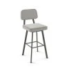 Amisco Clarkson 30.75-in Swivel Bar Stool - Pale Grey Beige Polyester - Matt Dark Grey Metal