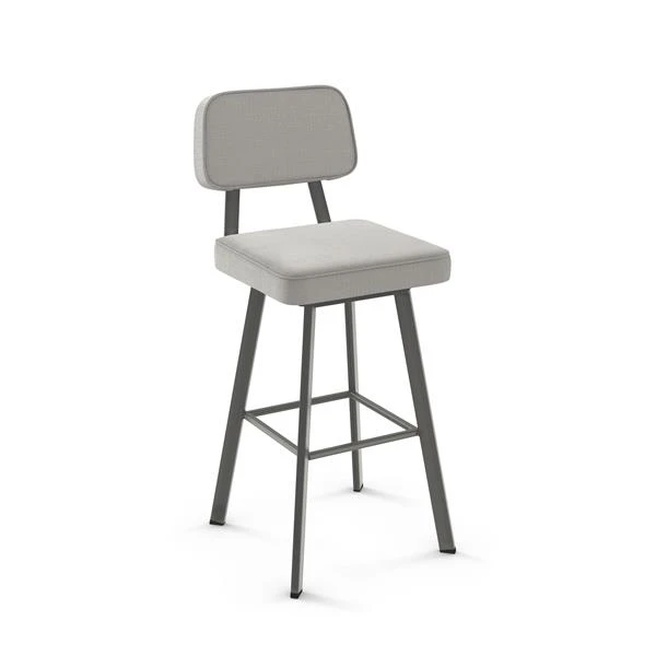 Amisco Clarkson 30.75-in Swivel Bar Stool - Pale Grey Beige Polyester - Matt Dark Grey Metal 1 Amisco Clarkson 30.75-in Swivel Bar Stool - Pale Grey Beige Polyester - Matt Dark Grey Metal