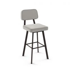 AMISCO Sales Shop 55 Amisco Clarkson 26.75-in Swivel Counter Stool - Pale Grey Beige Polyester - Dark Brown Metal