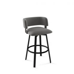 Amisco Stinson 26-in Swivel Counter Stool - Heather Light Grey Polyester - Black Metal