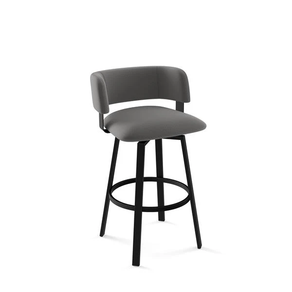 Amisco Stinson 26-in Swivel Counter Stool - Heather Light Grey Polyester - Black Metal 1 Amisco Stinson 26-in Swivel Counter Stool - Heather Light Grey Polyester - Black Metal