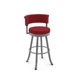AMISCO Sales Shop 30 Amisco Americo 30.75-in Swivel Bar Stool - Red Polyester - Glossy Grey Metal