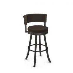 Amisco Americo 26.75-in Swivel Counter Stool - Dark Brown Grey Polyester - Dark Brown Metal