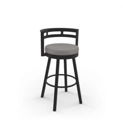 Amisco Render 30.63-in Swivel Bar Stool - Taupe Grey Faux Leather - Dark Brown Metal