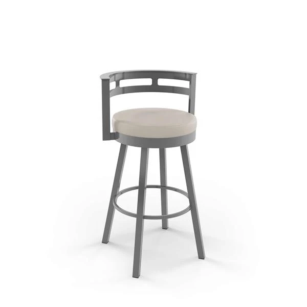 Amisco Render 30.63-in Swivel Bar Stool - Cream Faux Leather - Glossy Grey Metal 1 Amisco Render 30.63-in Swivel Bar Stool - Cream Faux Leather - Glossy Grey Metal