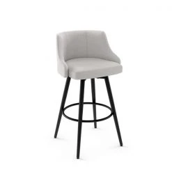 AMISCO Sales Shop 35 Amisco Duncan 31.75-in Swivel Bar Stool - Pale Grey Beige Polyester - Black Metal