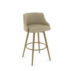 Amisco Duncan 27.75-in Swivel Counter Stool - Beige Fabric - Golden Metal