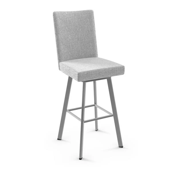 Amisco Elmira 26.5-in Swivel Counter Stool - Grey White Polyester - Glossy Grey Metal 1 Amisco Elmira 26.5-in Swivel Counter Stool - Grey White Polyester - Glossy Grey Metal