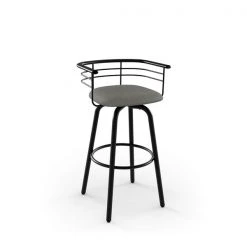 AMISCO Sales Shop 49 Amisco Turbo 26.25-in Swivel Counter Stool - Heather Light Grey Polyester - Black Metal