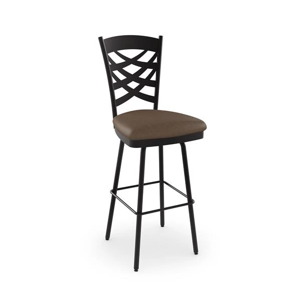 Amisco Nest 31.63-in Swivel Bar Stool - Medium Brown Faux Leather - Dark Brown Metal 1 Amisco Nest 31.63-in Swivel Bar Stool - Medium Brown Faux Leather - Dark Brown Metal