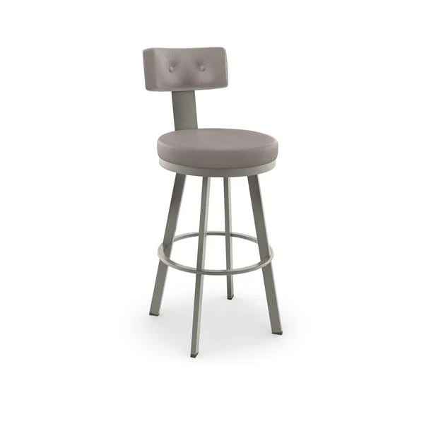 Amisco Tower 30.25-in Swivel Bar Stool - Taupe Grey Faux Leather - Matt Light Grey Metal 1 Amisco Tower 30.25-in Swivel Bar Stool - Taupe Grey Faux Leather - Matt Light Grey Metal