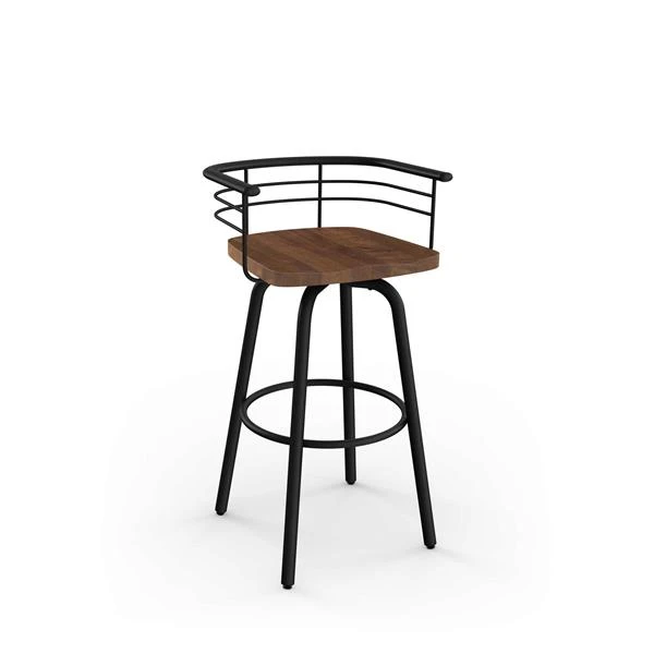 Amisco Brisk 29-in Swivel Bar Stool - Brown Distressed Wood - Black Metal 1 Amisco Brisk 29-in Swivel Bar Stool - Brown Distressed Wood - Black Metal