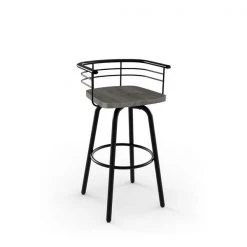 Amisco Brisk 25-in Swivel Counter Stool - Grey Distressed Wood - Black Metal