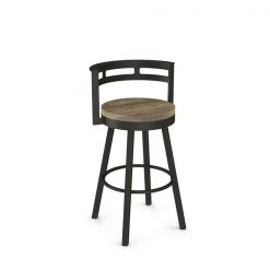 Amisco Vector 25.5-in Swivel Counter Stool - Beige Distressed Wood - Dark Brown Metal