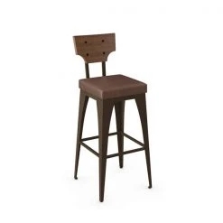 Amisco Rally 26.88-in Counter Stool - Medium Brown Faux Leather - Brown Distressed Wood - Brown Metal