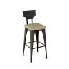 Amisco Rally 26.88-in Counter Stool - Beige Fabric - Dark Grey Distressed Wood - Gun Metal