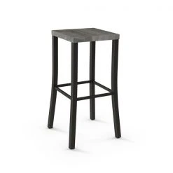 Amisco Ryan 30-in Bar Stool - Grey Distressed Wood - Dark Brown Metal