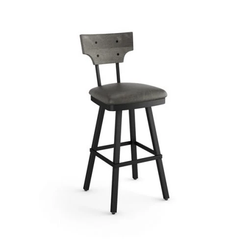 Amisco Gustavson 30.5-in Swivel Bar Stool - Medium Grey Faux Leather - Grey Distressed Wood - Black Metal 5 Amisco Gustavson 30.5-in Swivel Bar Stool - Medium Grey Faux Leather - Grey Distressed Wood - Black Metal -AMISCO Sales Shop 330762147 MainImage 001 l