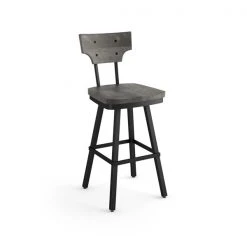 Amisco Ferguson 29.25-in Swivel Bar Stool - Grey Distressed Wood - Black Metal