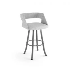 Amisco Metro 30.75-in Swivel Bar Stool - Grey White Polyester - Glossy Grey Metal