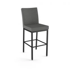 Amisco Perry Ann 30.25-in Bar Stool - Dark Grey Quilted Fabric - Black Metal