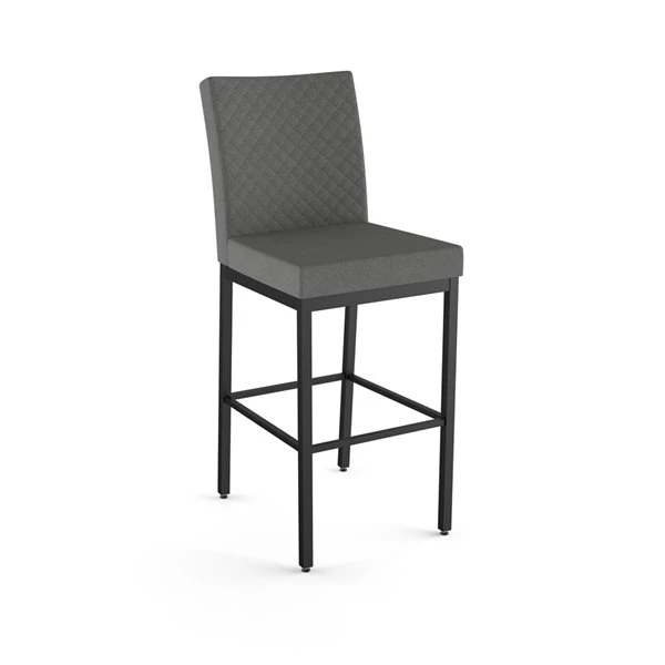Amisco Perry Ann 30.25-in Bar Stool - Dark Grey Quilted Fabric - Black Metal 1 Amisco Perry Ann 30.25-in Bar Stool - Dark Grey Quilted Fabric - Black Metal